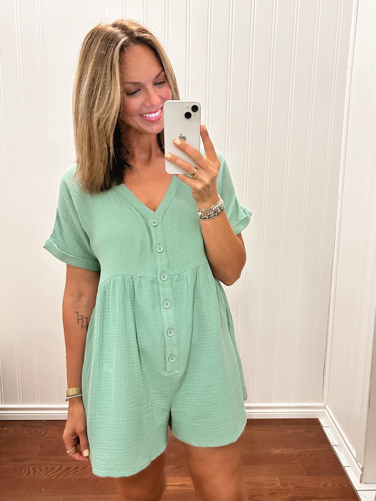 Spearmint Gauze Romper