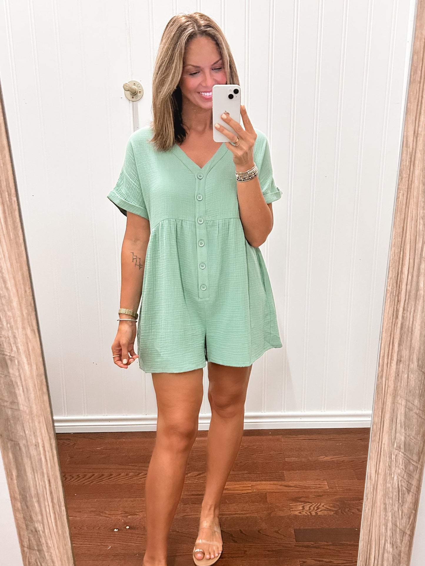 Spearmint Gauze Romper