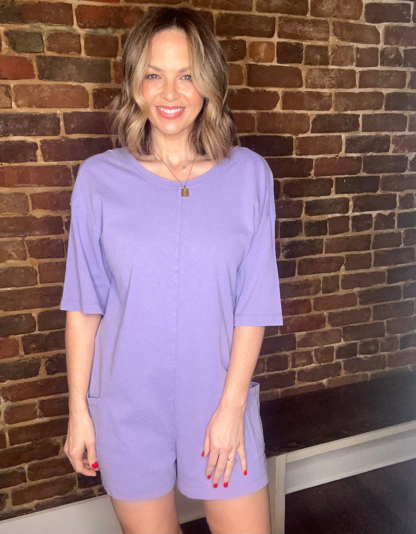 V Back Short Sleeve Romper