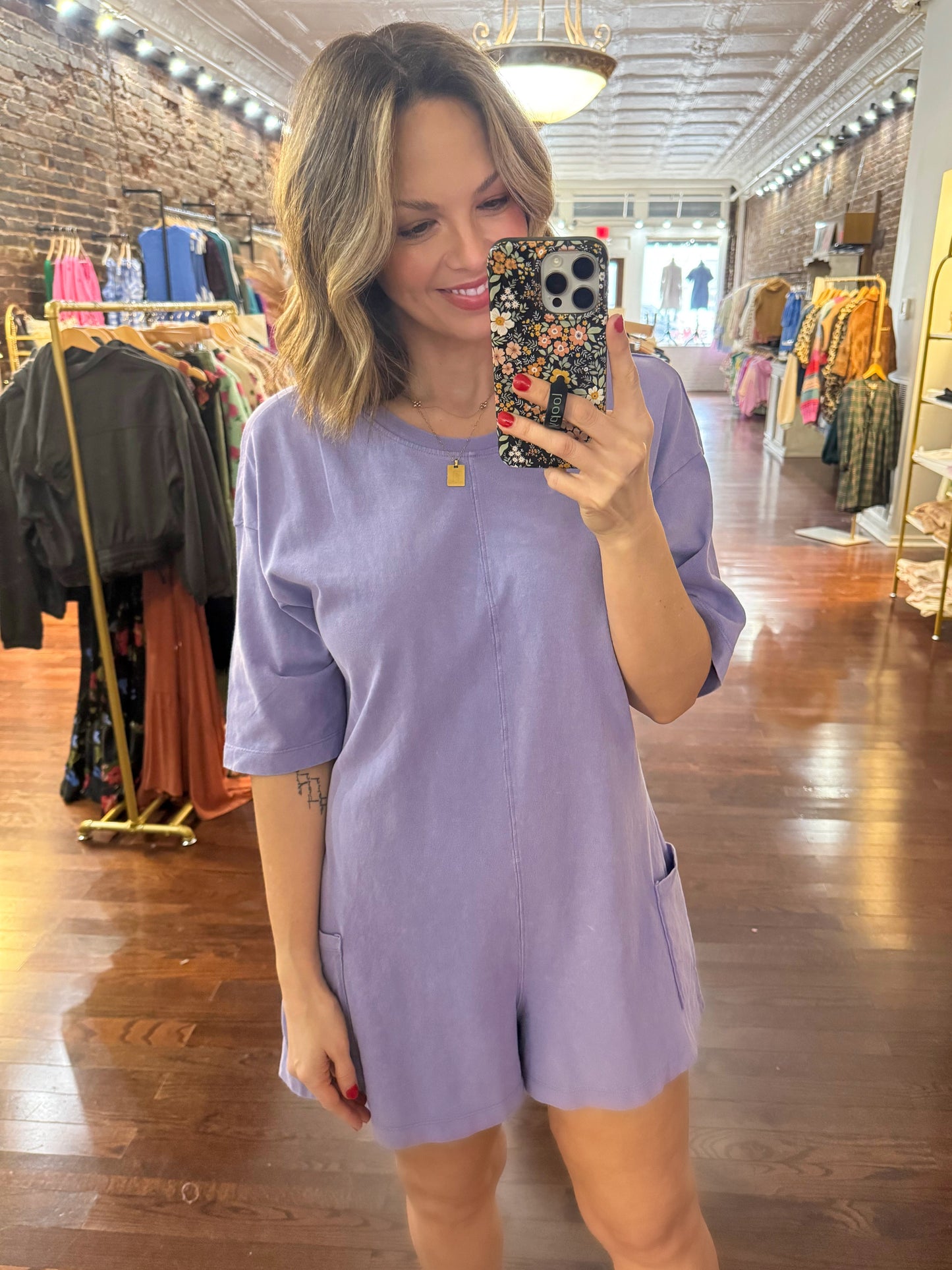 V Back Short Sleeve Romper