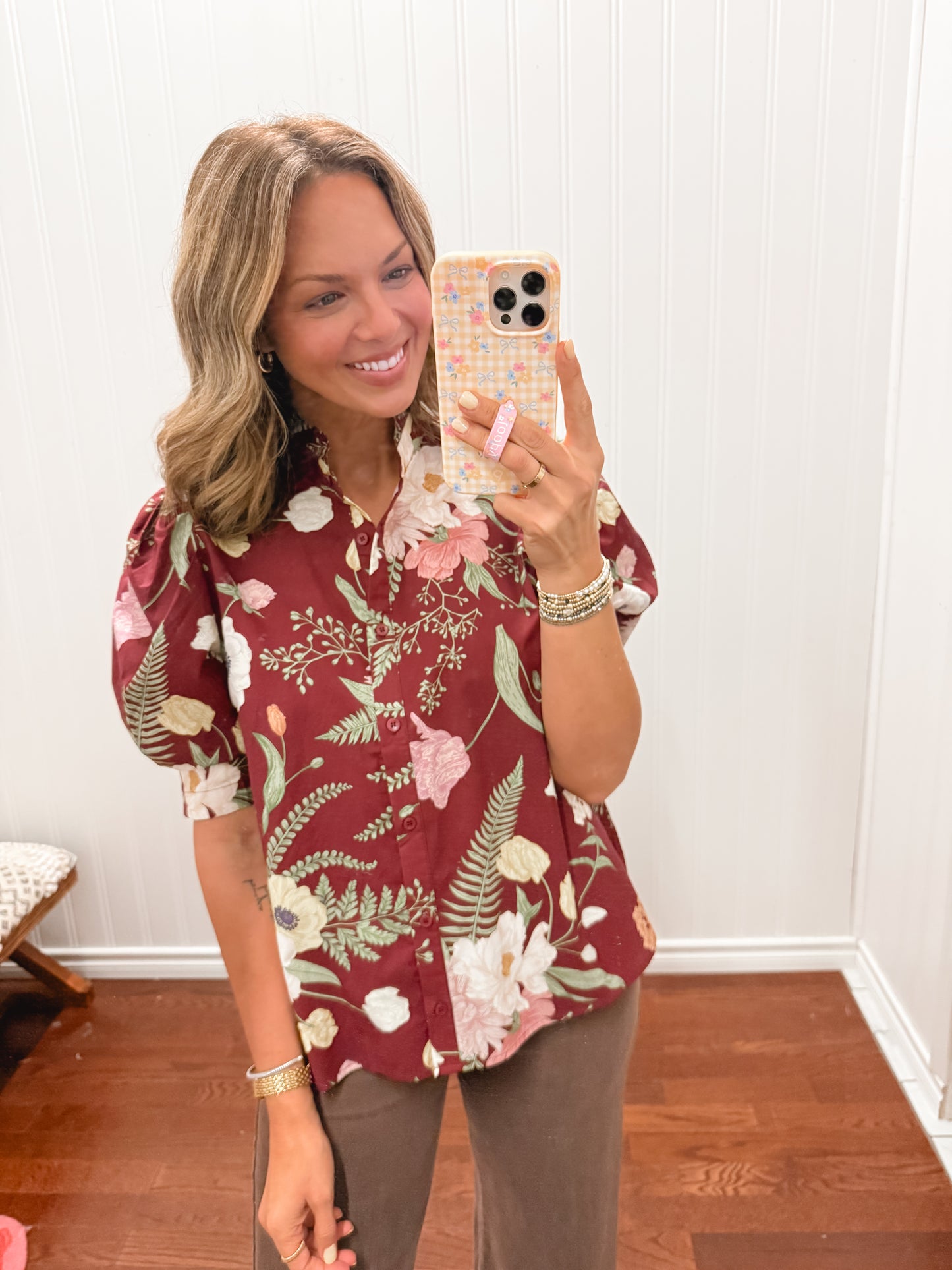 Merlot Floral Top