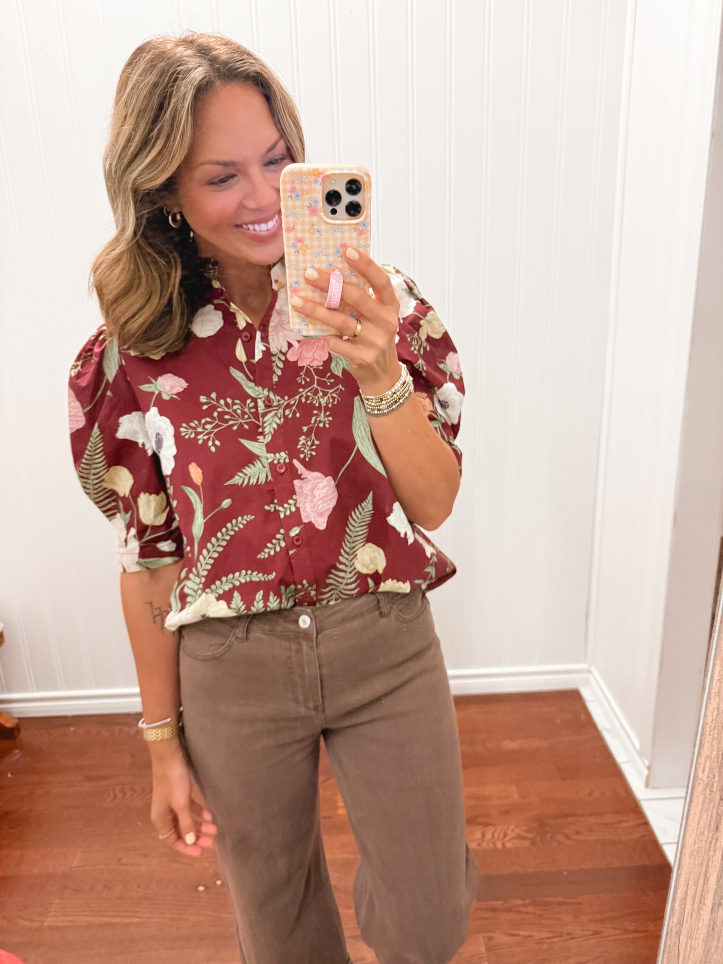 Merlot Floral Top