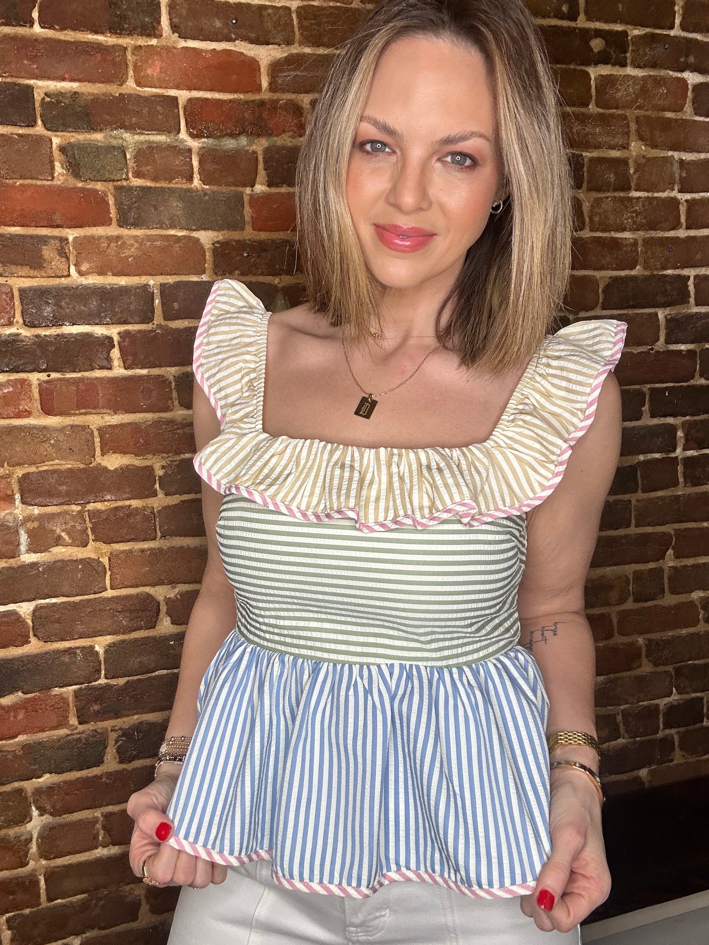 Ruffled Square Neck Top