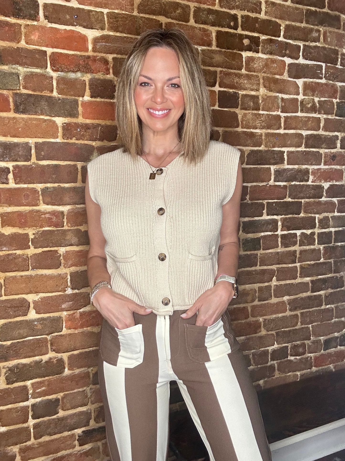 Brown Cropped Wide Leg Pants