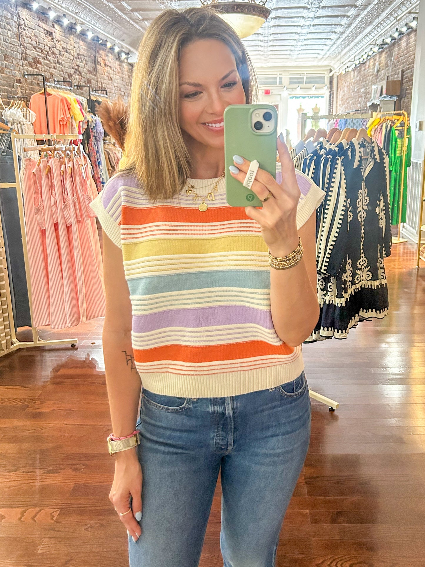 Lavender Multi Color Stripe Top