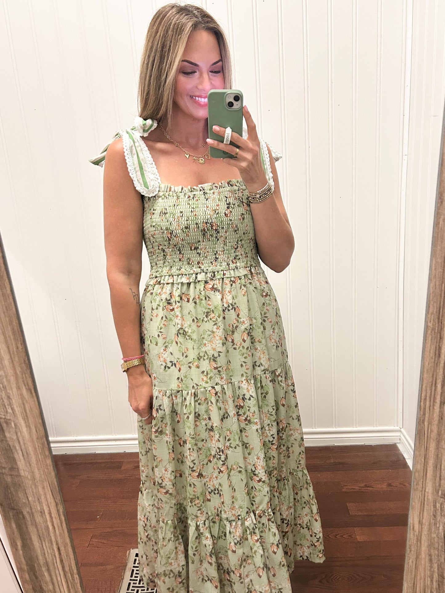 Sage Garden Floral Maxi Dress