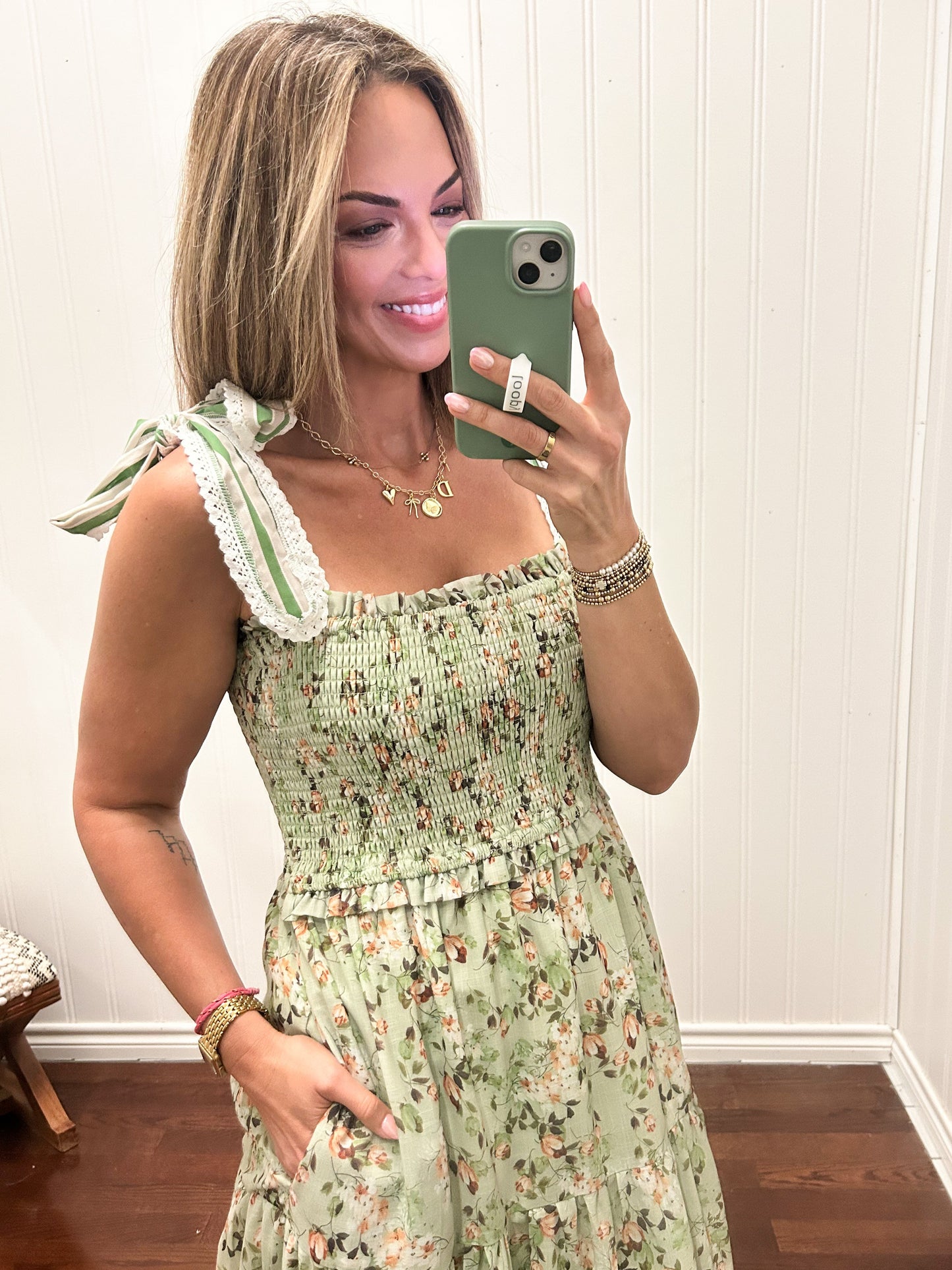Sage Garden Floral Maxi Dress