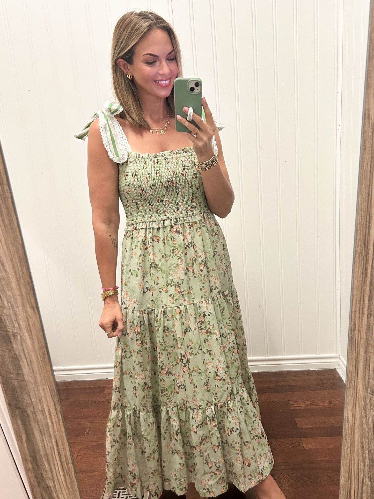 Sage Garden Floral Maxi Dress