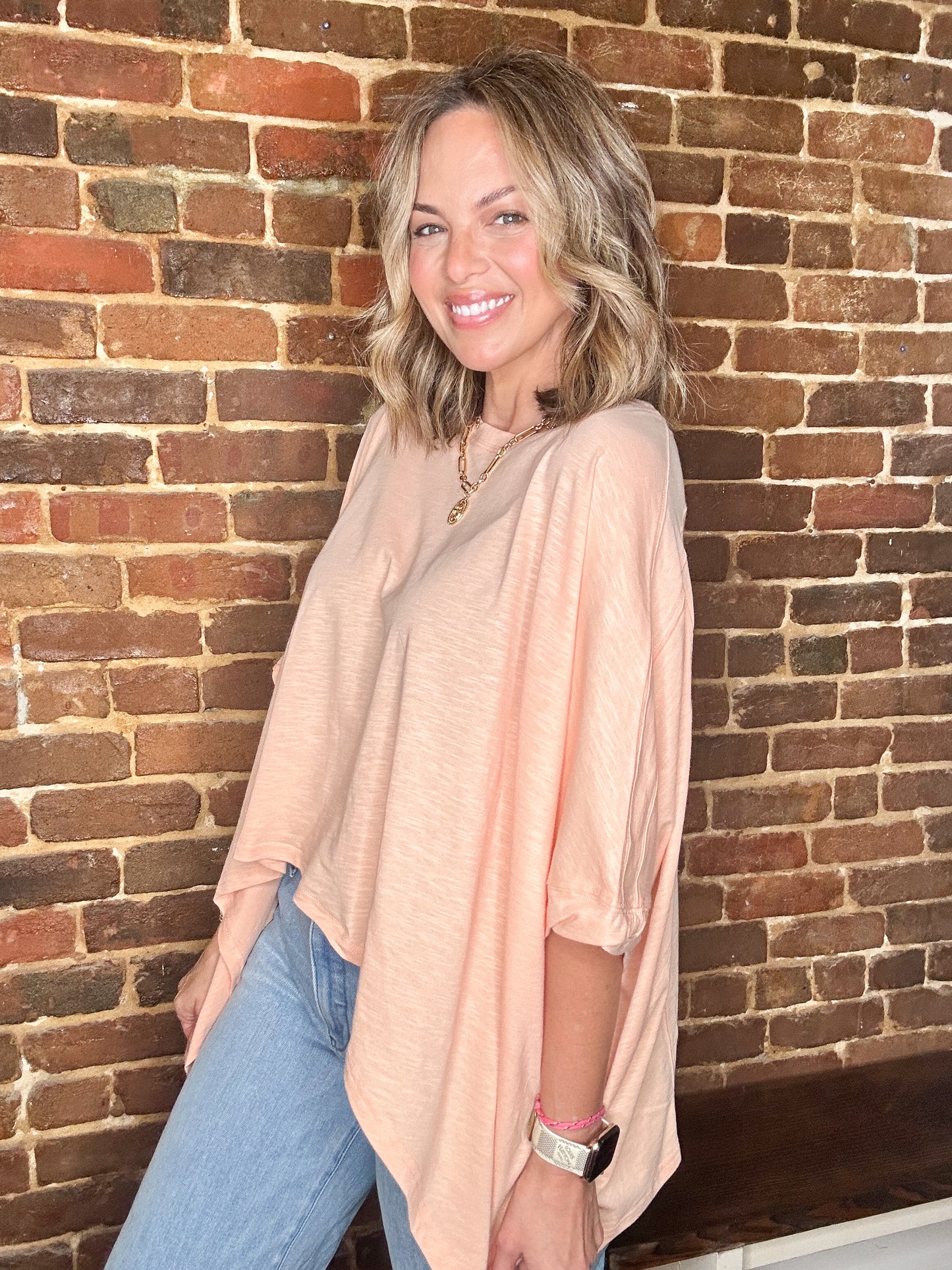 Peach Dolman Sleeve Top