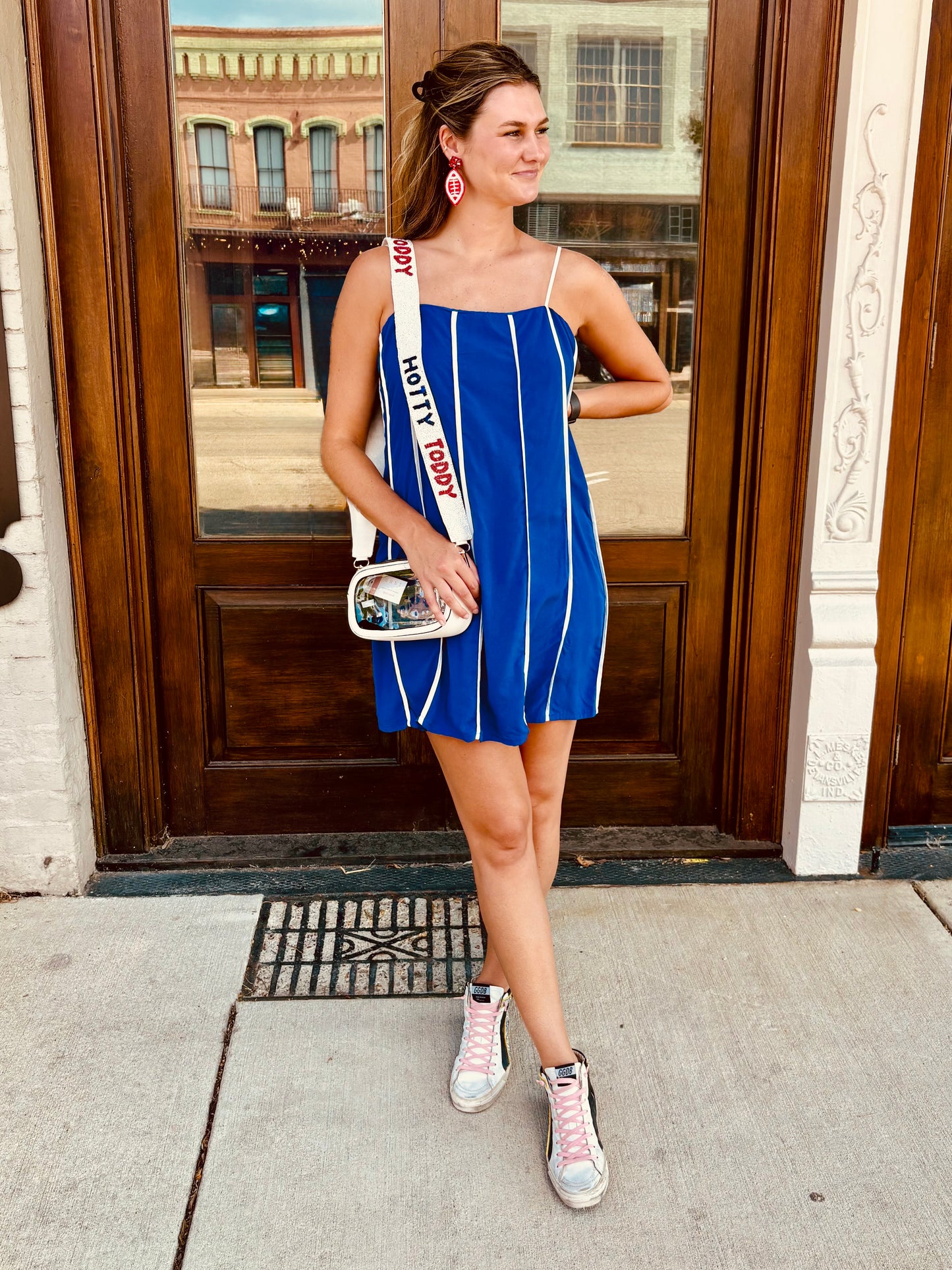 Blue Striped A-Line Mini Dress