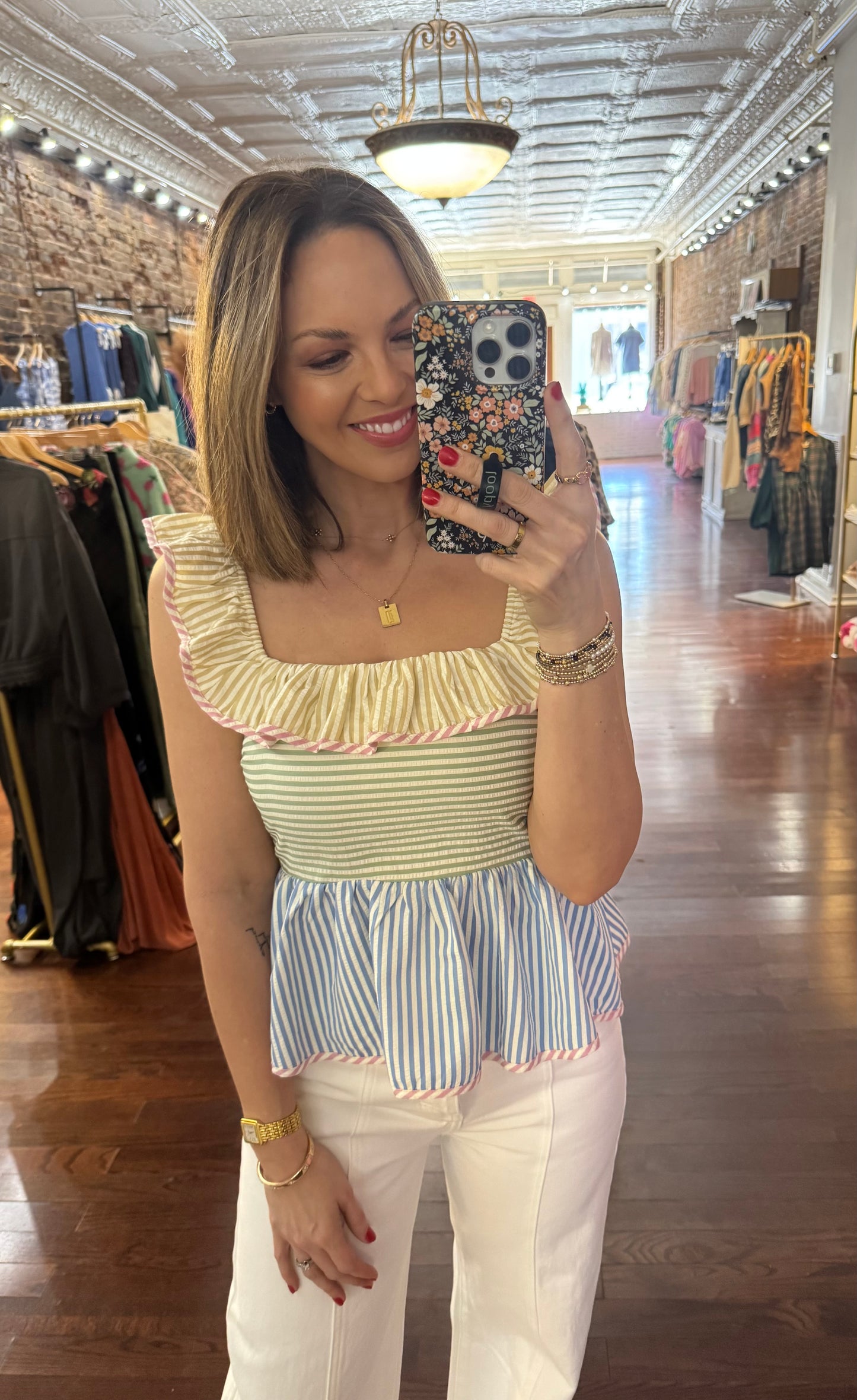 Ruffled Square Neck Top