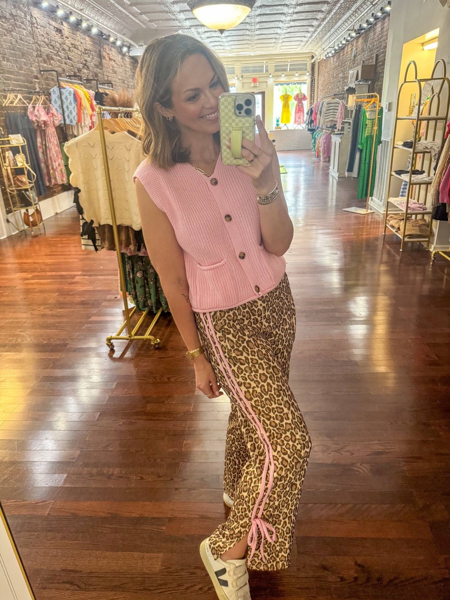 Bow Detail Leopard Pants