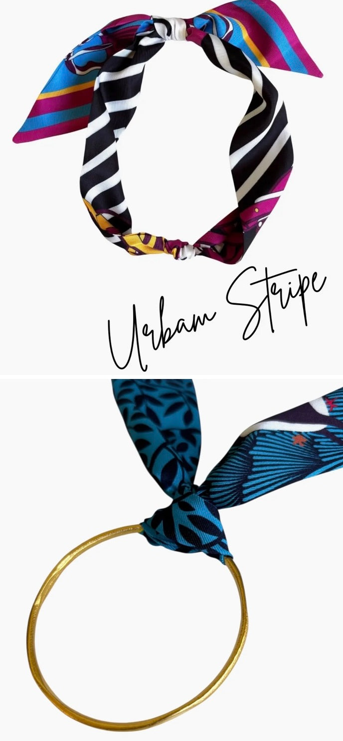 Hoopla scarf necklace-Urban stripe