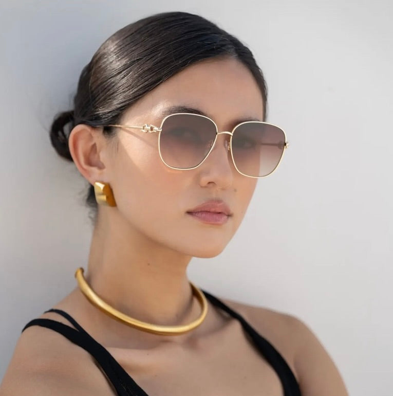 Lea round sunglasses-gold/brown