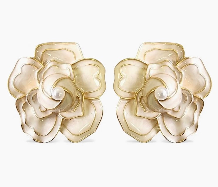 White Rose Flower earring