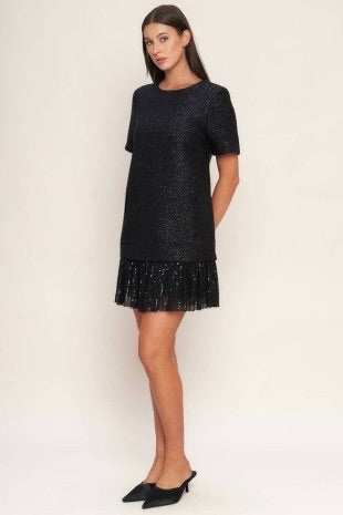 Tweed black mini dress