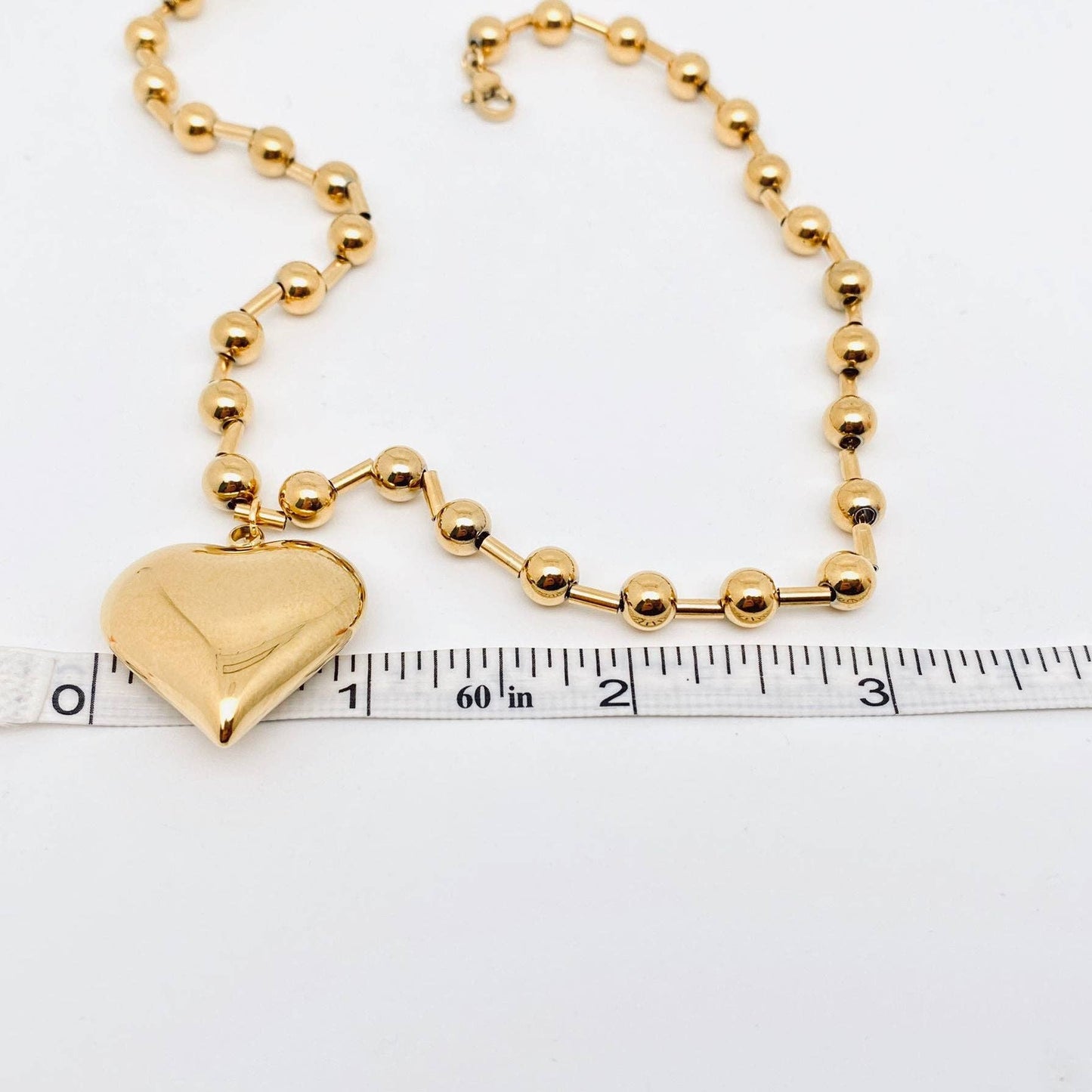 Large Heart Charm18K Gold Plated Steel Necklace