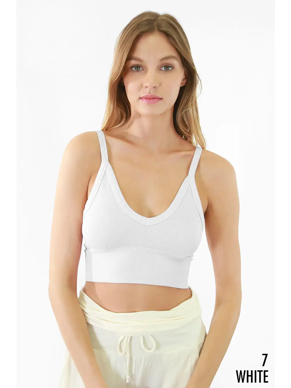 Ribbed V Neck Bra Top