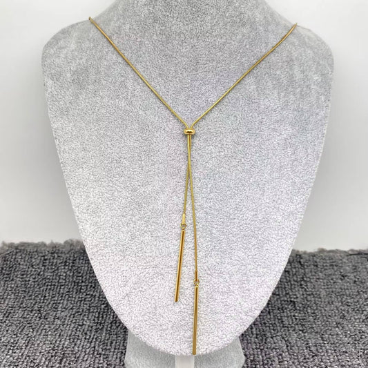 Minimalist 18K Golden Stainless Steel Lariat Necklace