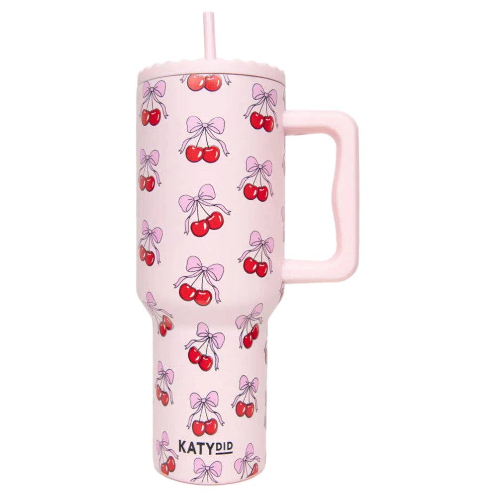 Cherry Bow Wholesale 38 Oz Tumbler Cup: Light Pink