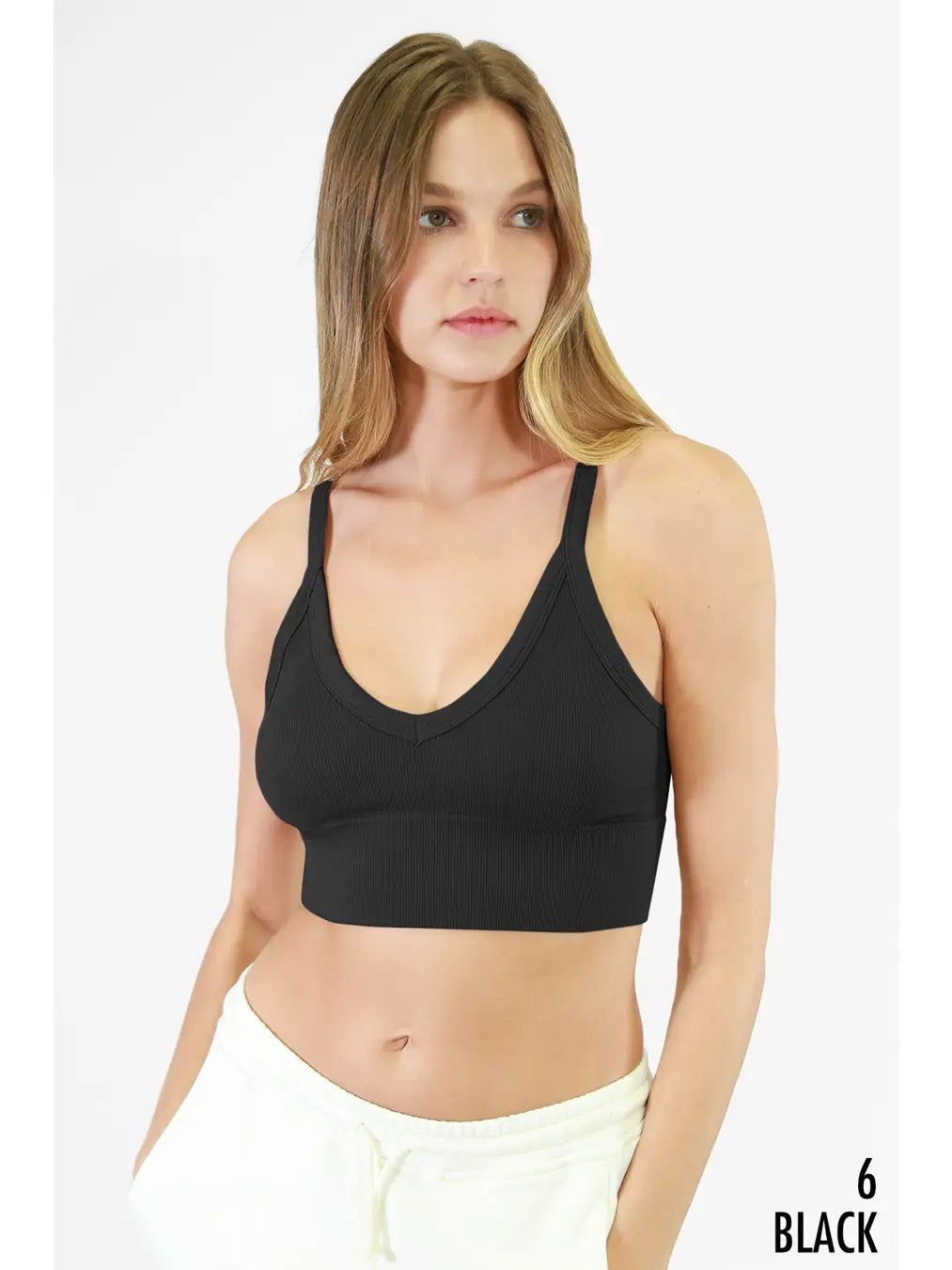 Ribbed V Neck Bra Top