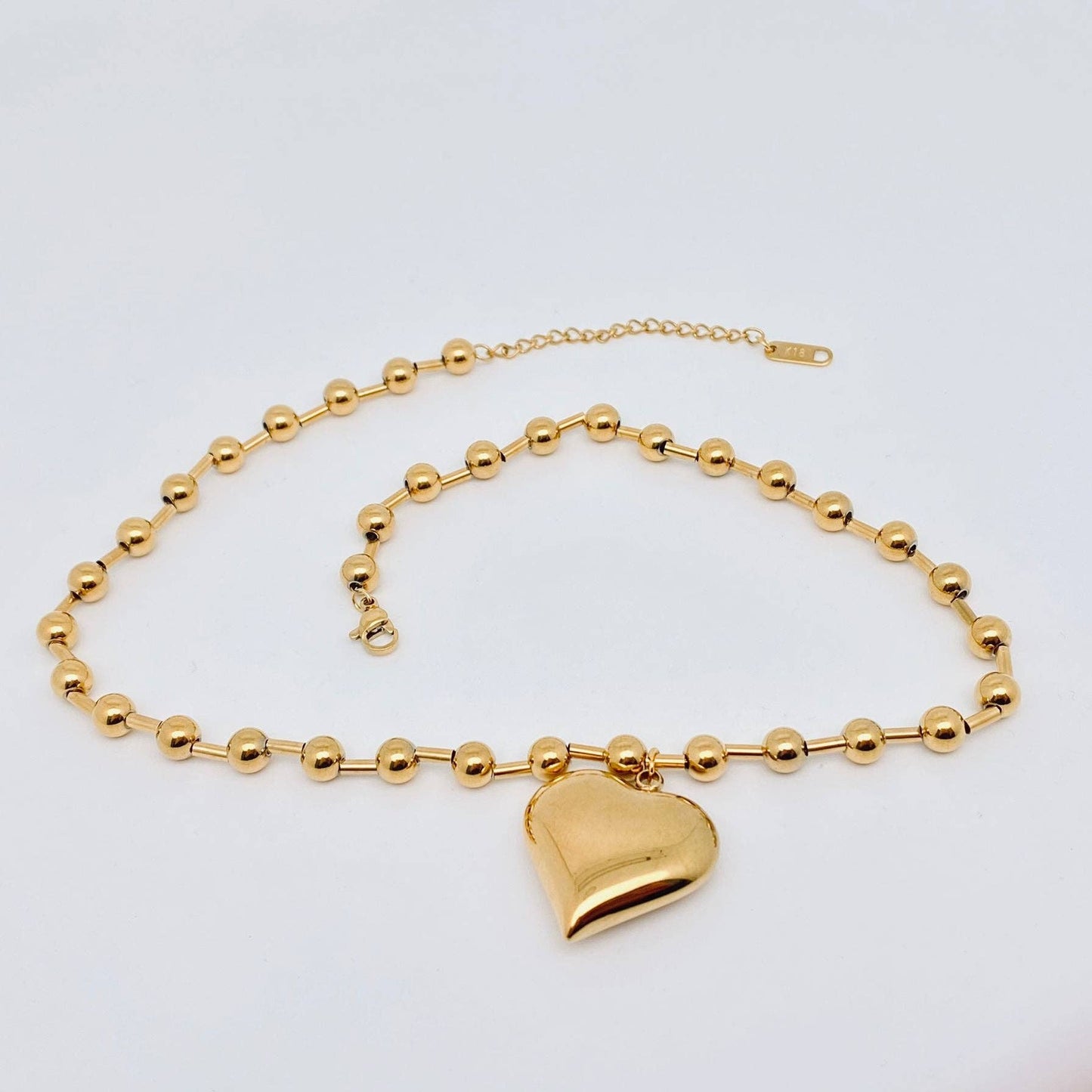 Large Heart Charm18K Gold Plated Steel Necklace