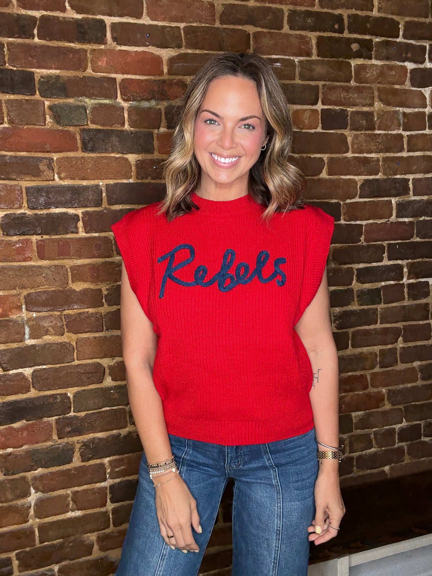 "REBELS" Sleeveless Sweater Top