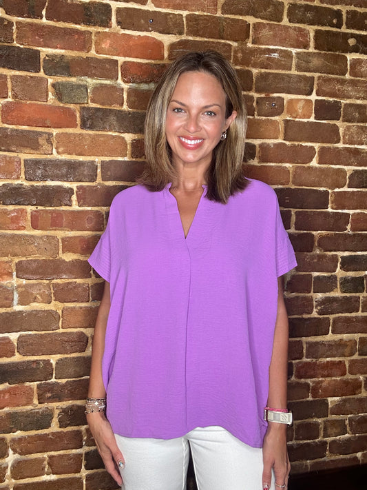 Iris Purple Short Sleeve Top