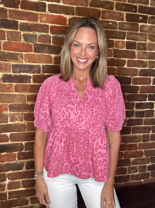 Pink Leopard Top