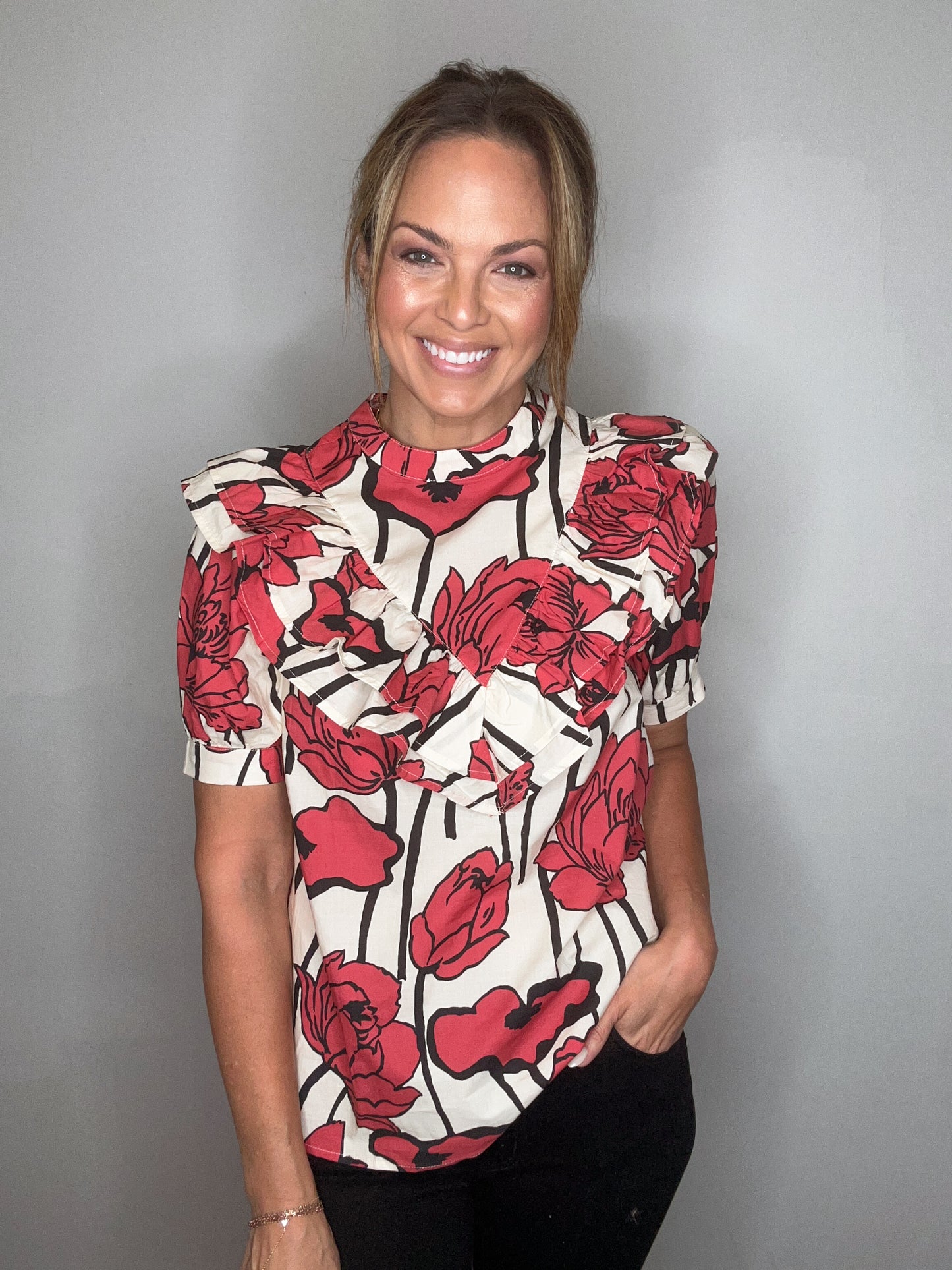 Red Floral Top