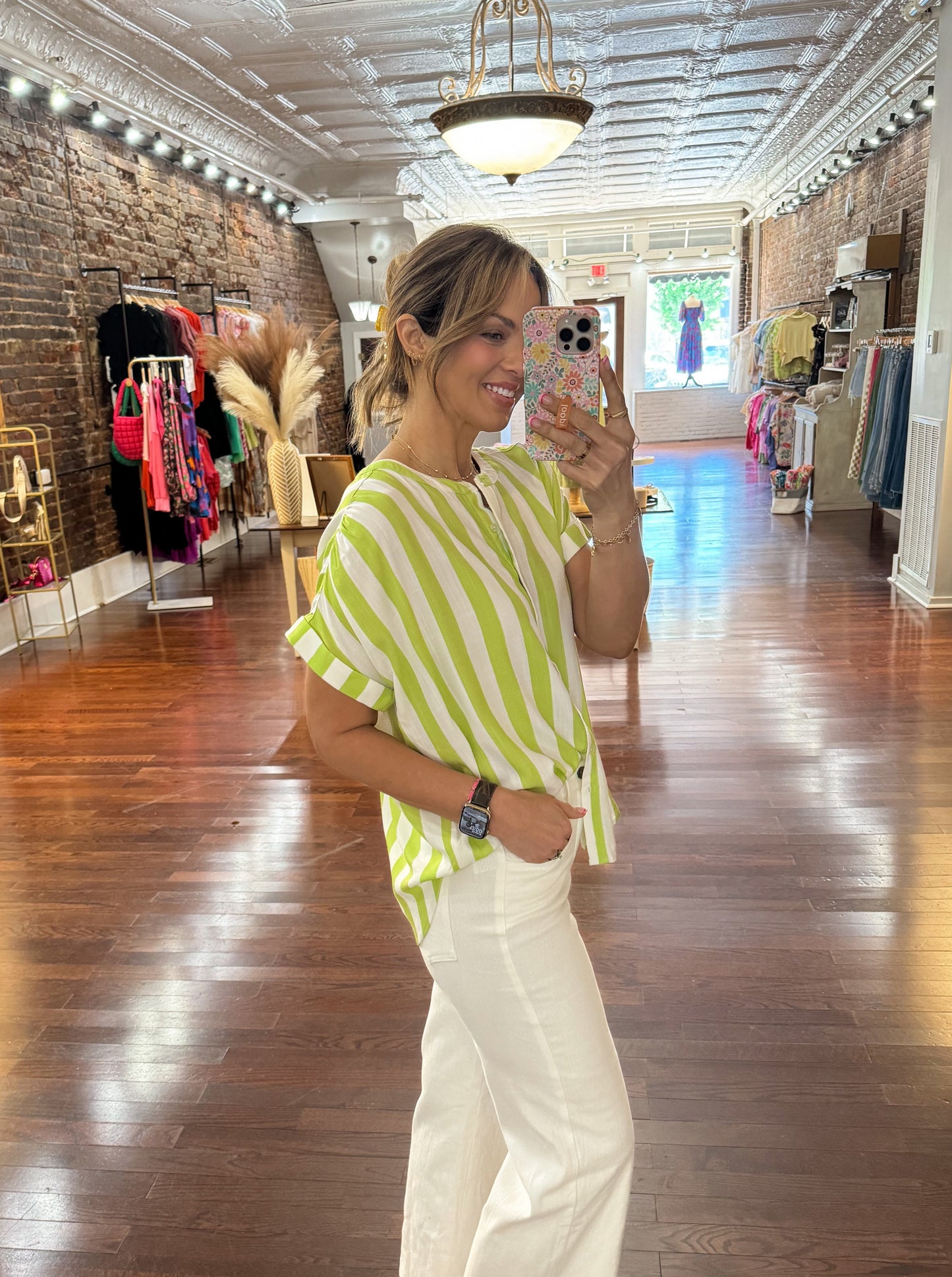 Lime Stripe Oversized Shirt