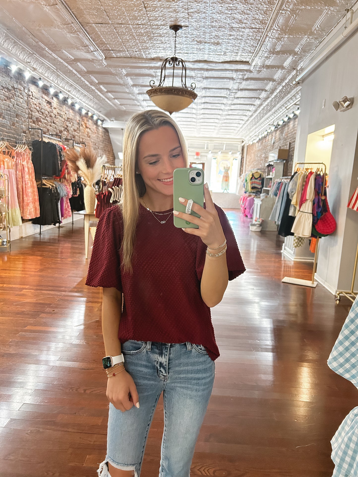 Maroon Puff Sleeve Top