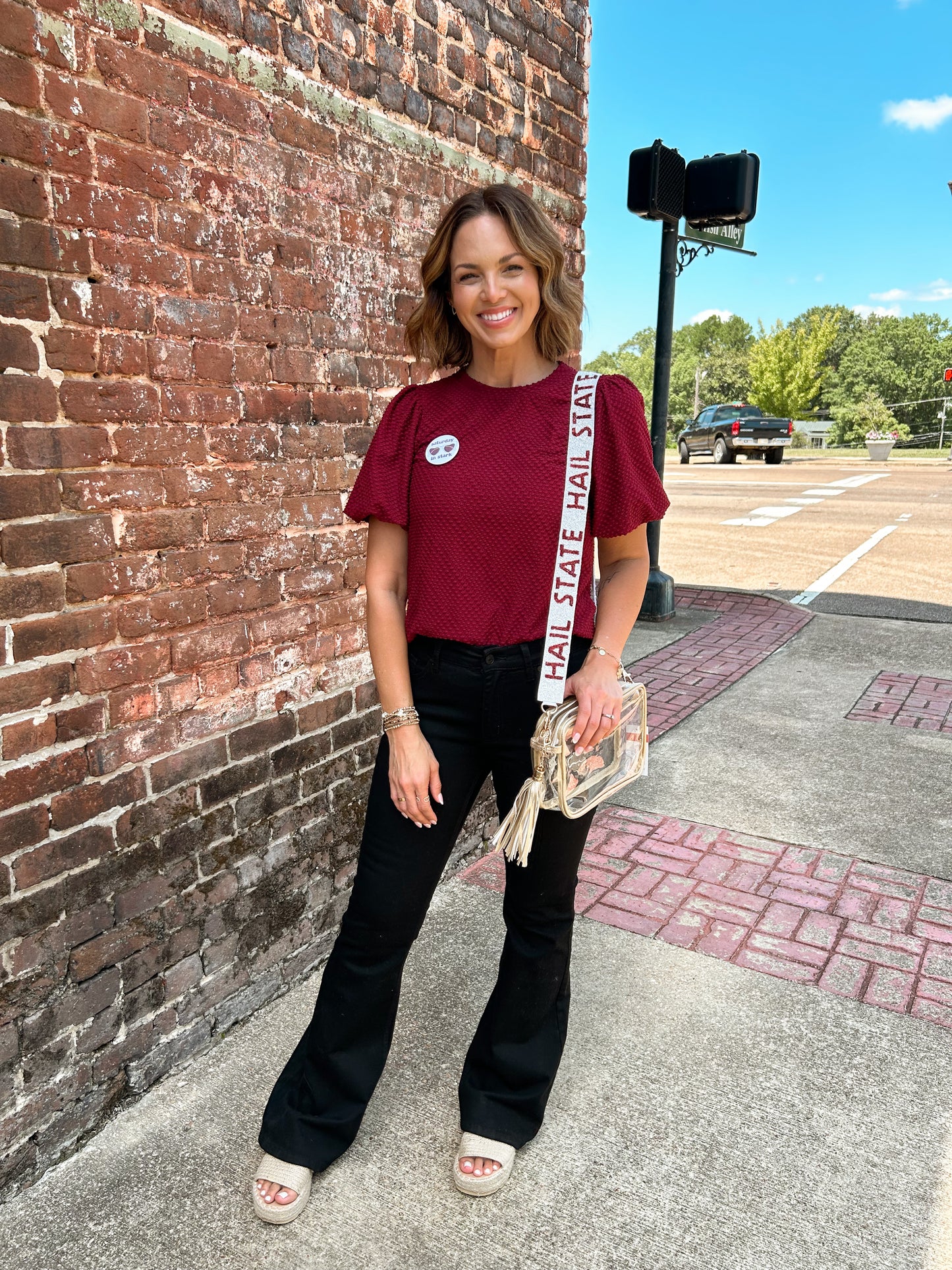 Maroon Puff Sleeve Top