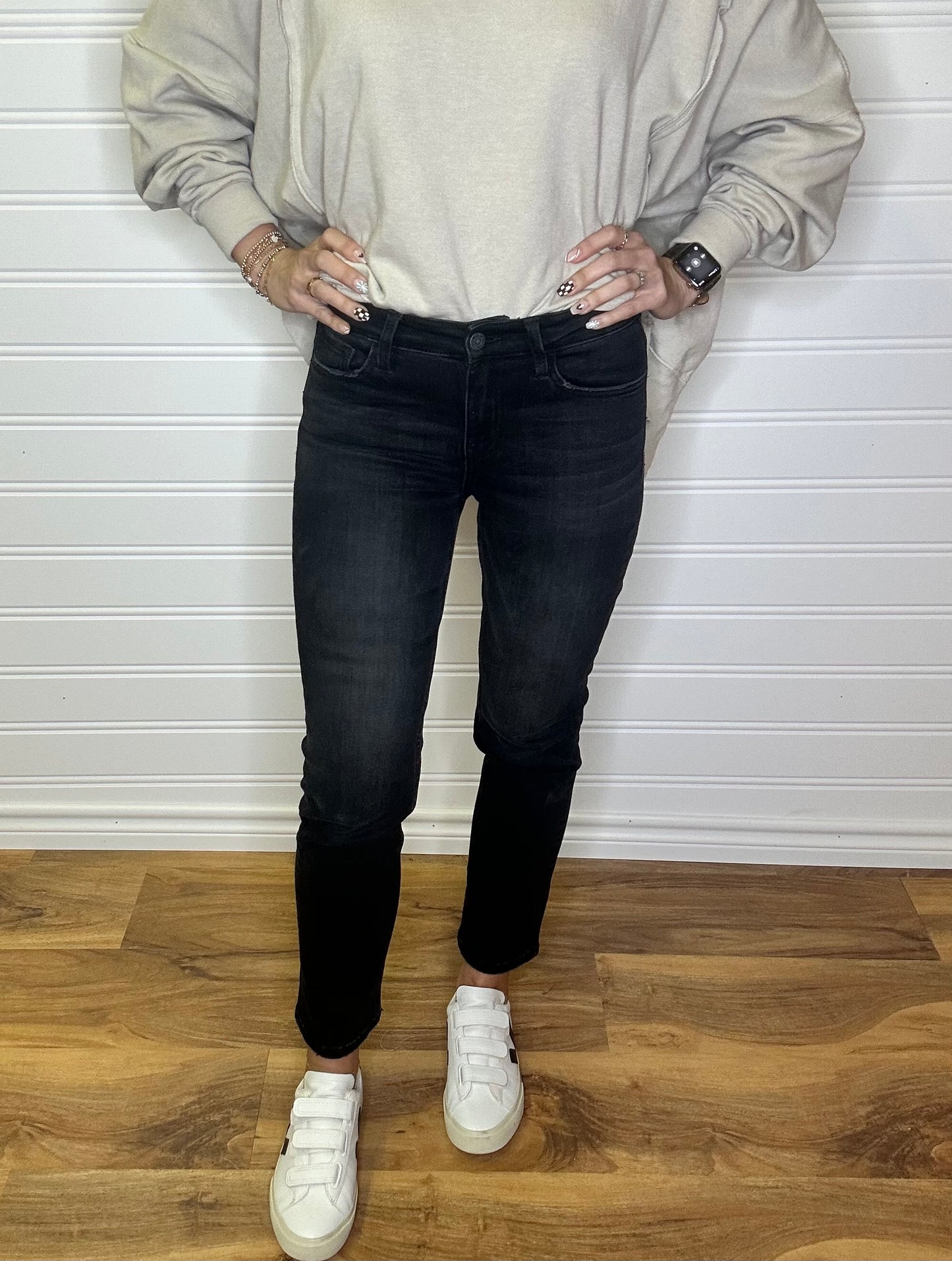 Carlene Mid Rise Slim Straight Jeans