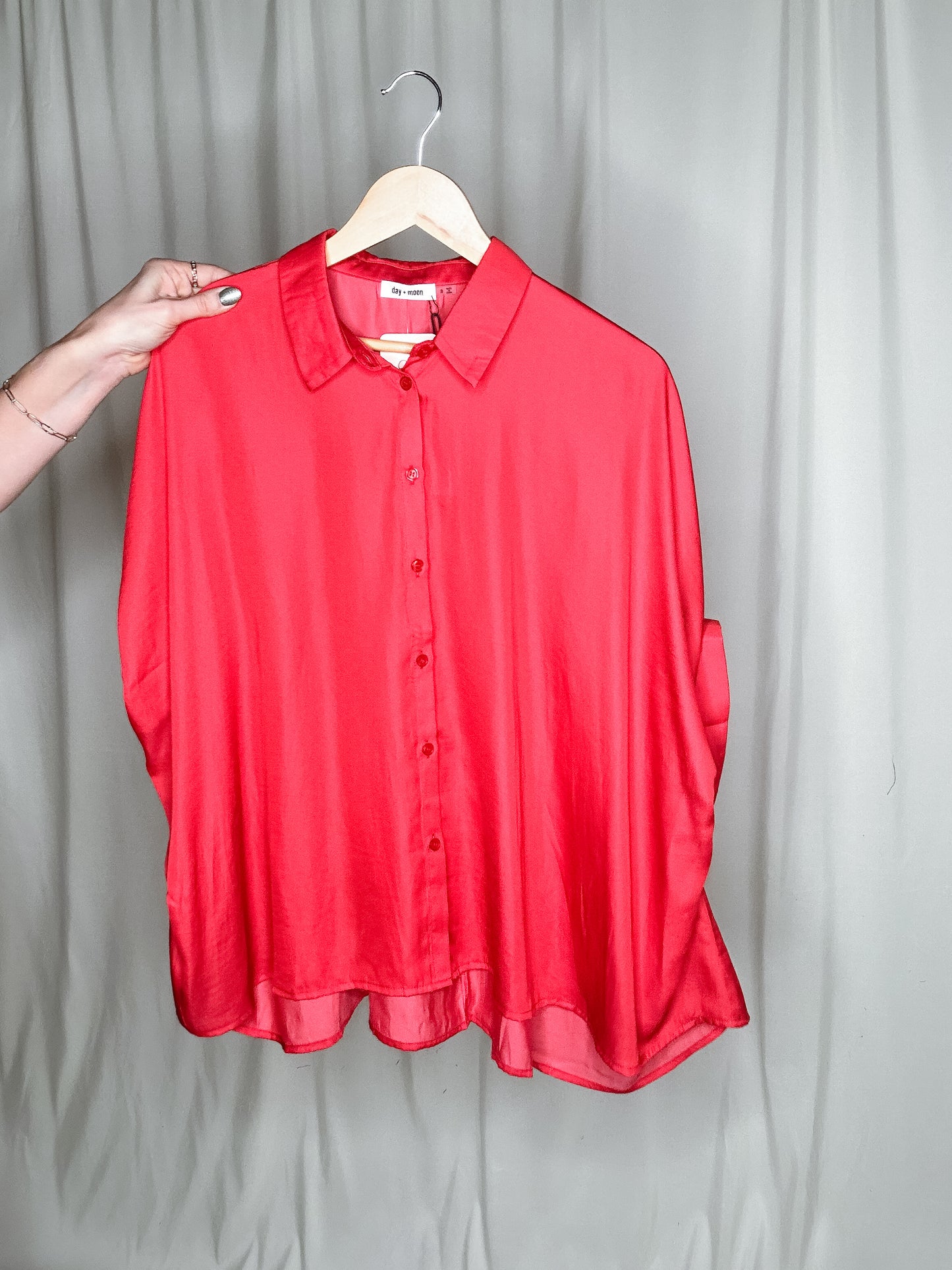 Oversized Satin Button Down