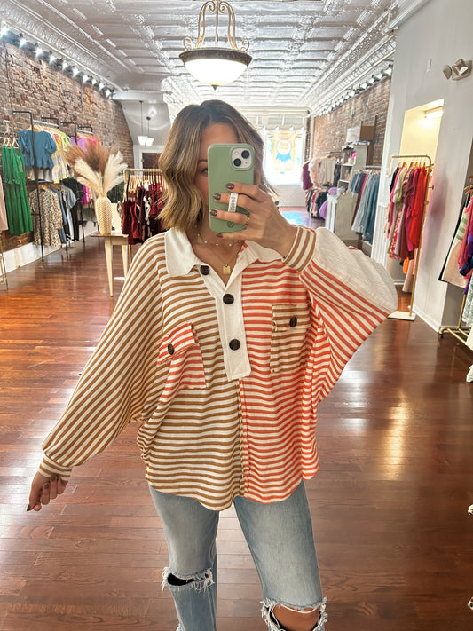 Striped Color Block Tunic Top