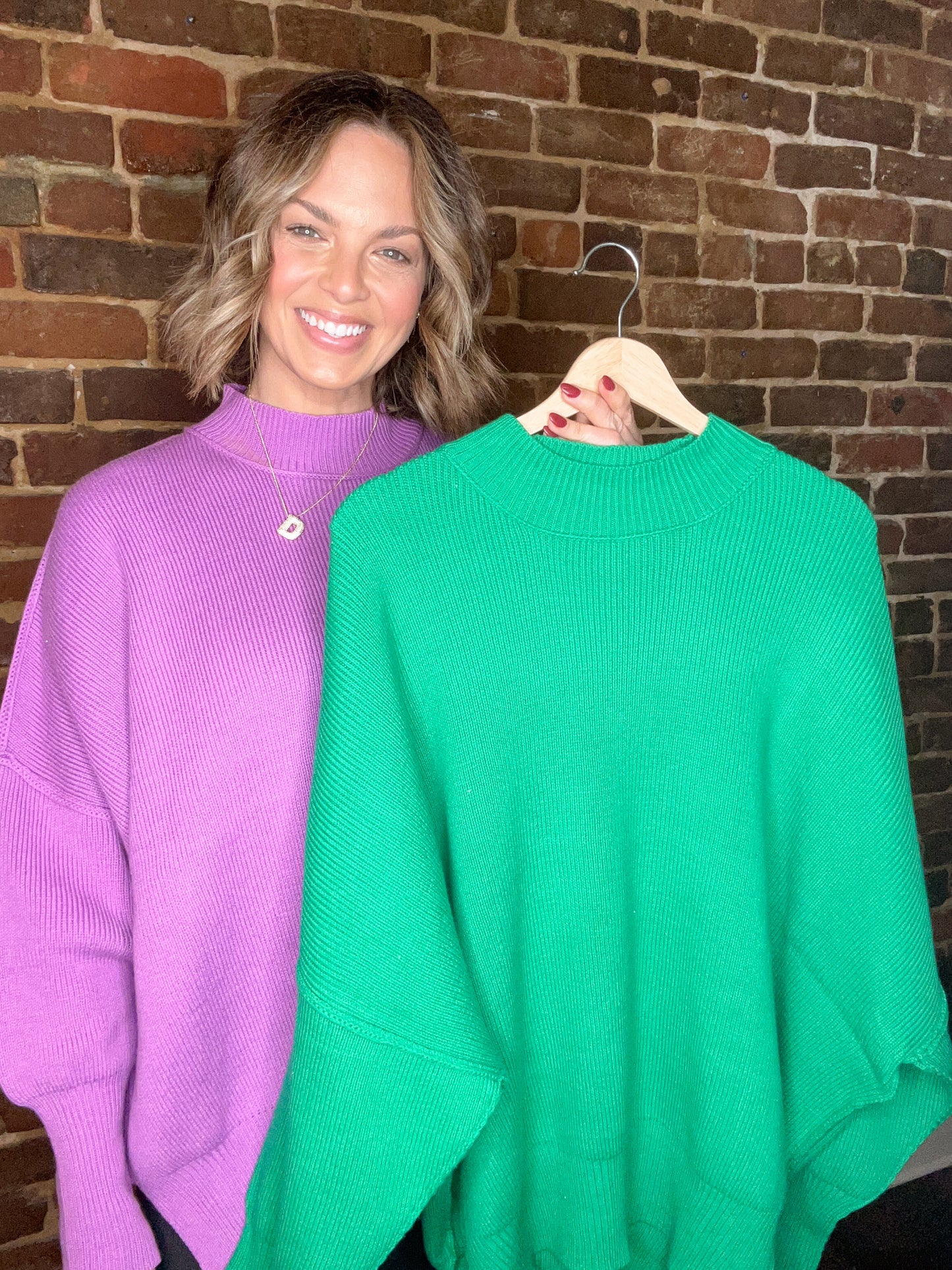 Mock Neck Sweater Kelly Green