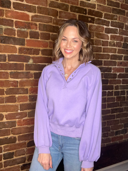 Lavender Snap Button Pullover