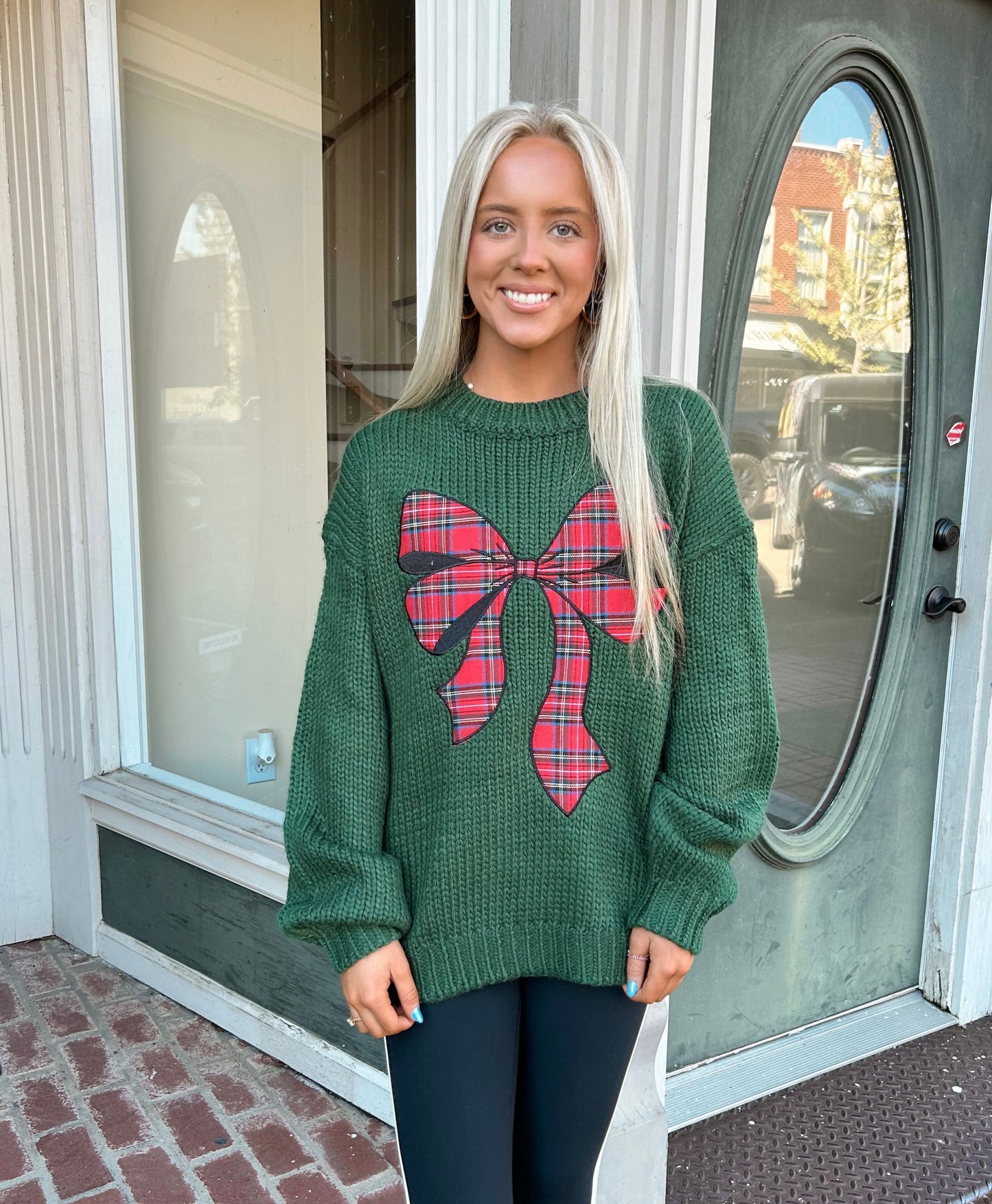 Plaid Bow Christmas Sweater