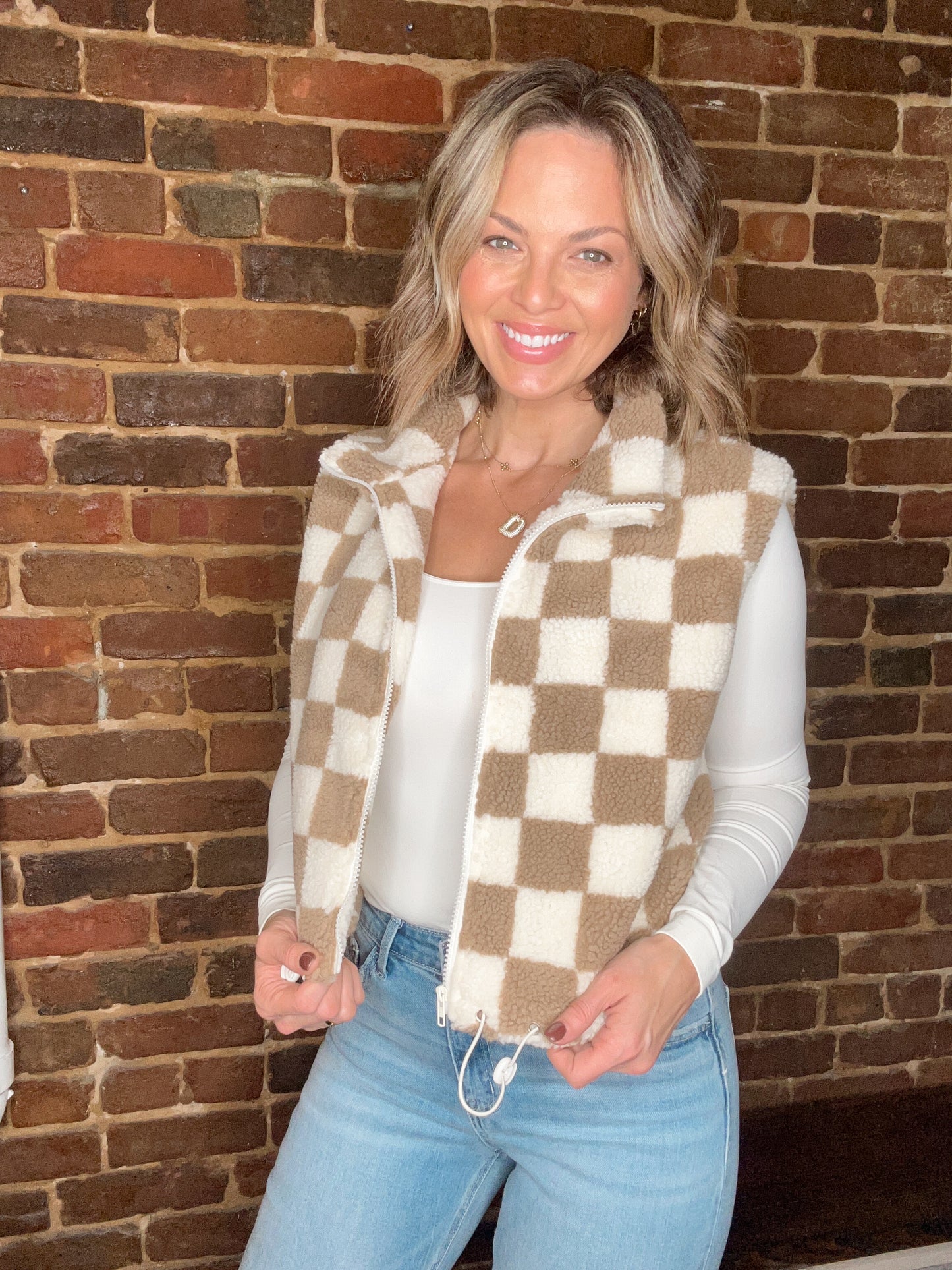 Checkered Sherpa Vest