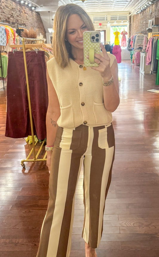 Brown Cropped Wide Leg Pants