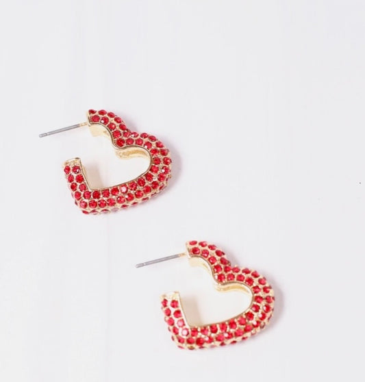 Larkie Heart Hoop Earring Red