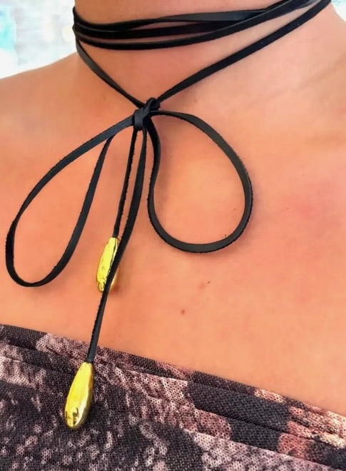 Tie one on-Leather wrap necklace