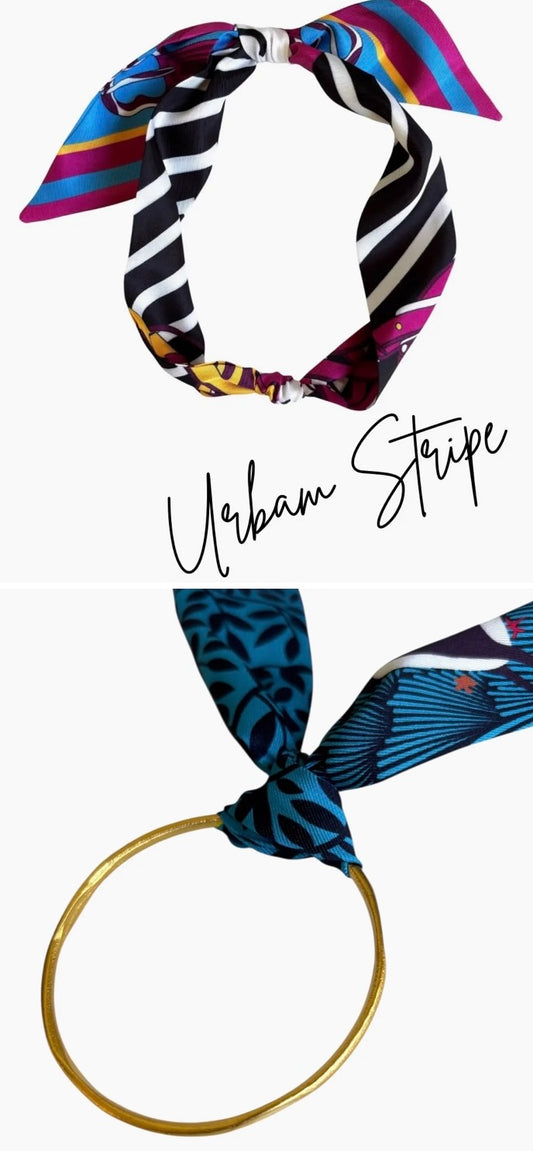 Hoopla scarf necklace-Urban stripe