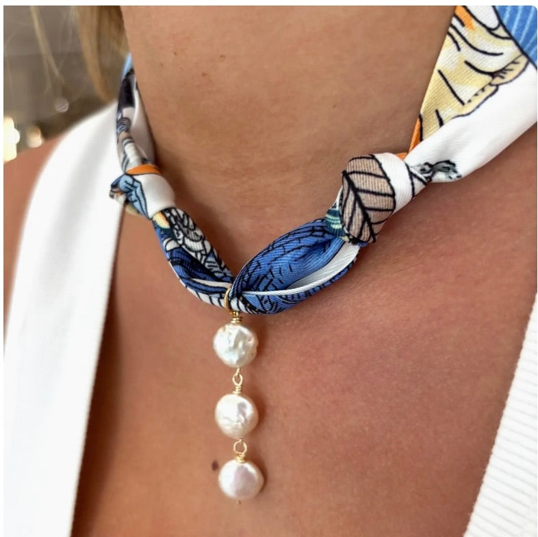 Vertical pearl scarf necklace-Haven