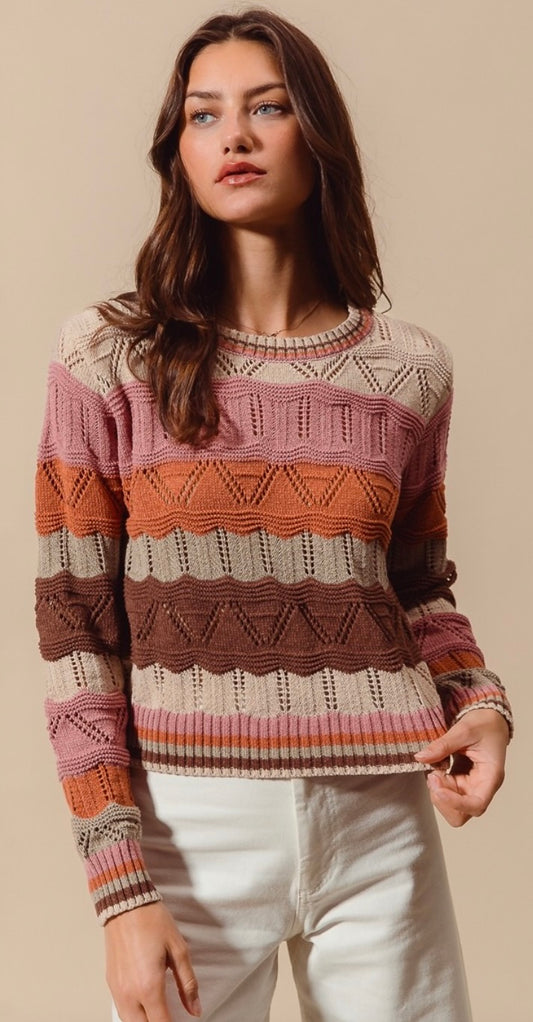 multi color wavy stripe sweater
