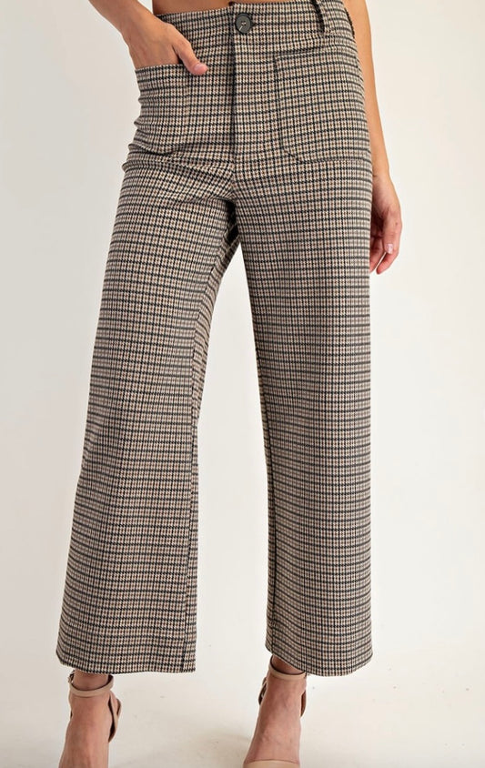 Houndstooth straight leg pants