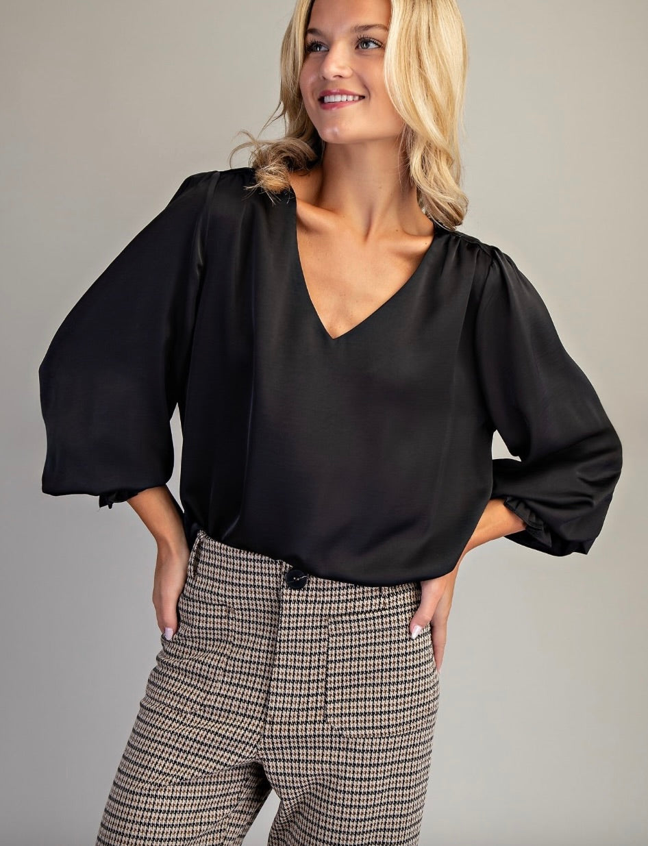 Satin v neck blouse