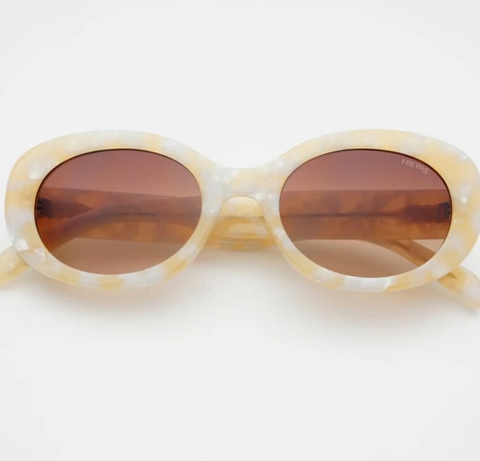 Aria acetate womens oval sunglasses -light pearl