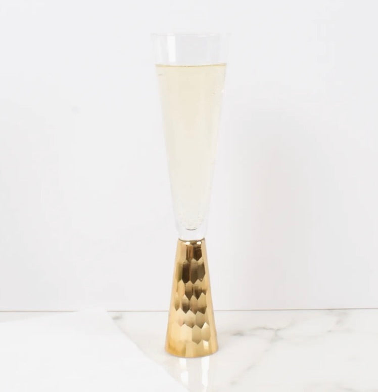 Gold Hammered Champagne Glass set of 4